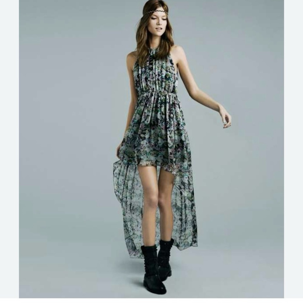Zara Women's Floral Print Multicolor Chiffon High low
Maxi Dress Size S​